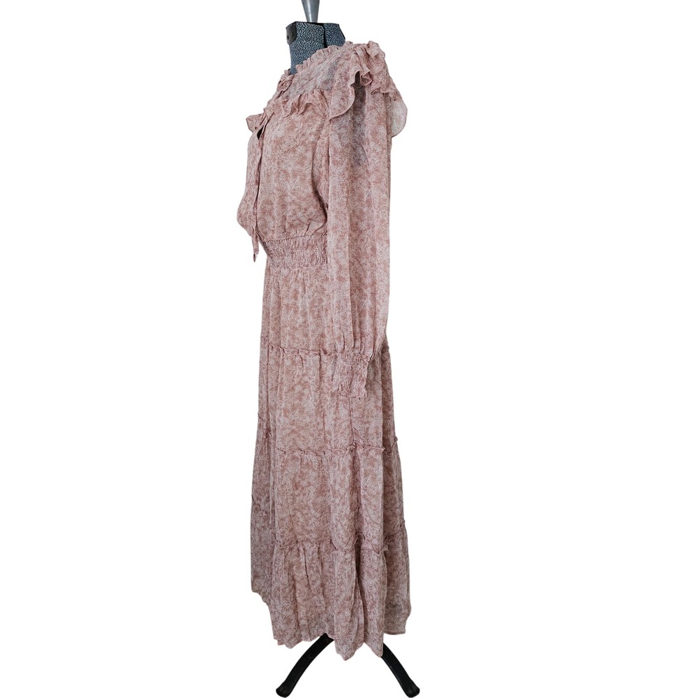 Anthropologie Dress Forum Dusty Rose Floral Tiered Boho Maxi Dress Large NWT - Picture 7 of 16
